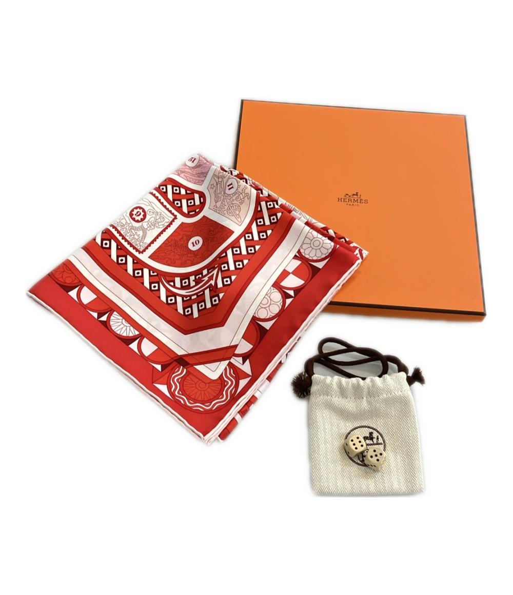 美品 エルメス スカーフ カレ90 シルク100% 63マスの世界旅行 LE TOUR DU MONDE EN 63 CASES レディース HERMES
