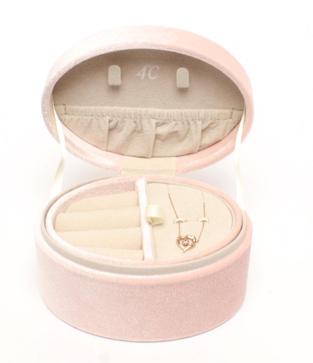 美品 4℃ ネックレス K18 ピンクトルマリン ダイヤ ハートモチーフ レディース ヨンドシー