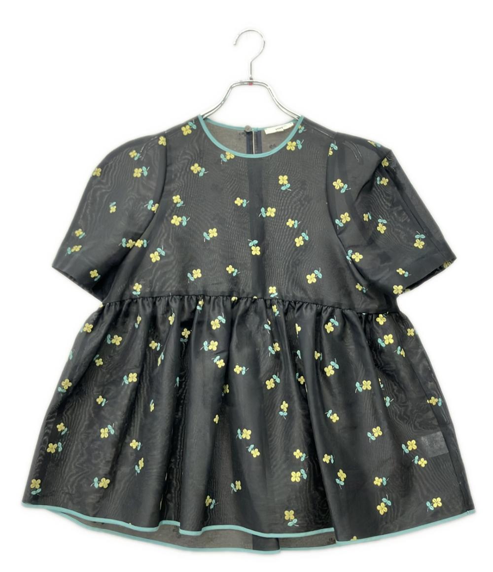 yori ヨリ　ラメポロカットソー yori 半袖 ラメクローバーパフブラウス レディース SIZE 38 ヨリ