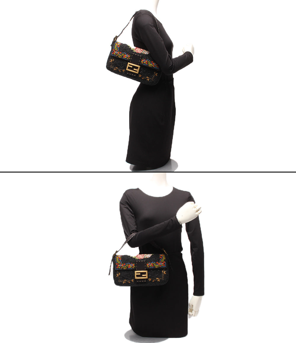 FENDI ハンドバッグ ショルダーバッグ 肩掛け フラワー刺繍 総ビーズ マンマバケット レディース フェンディ
