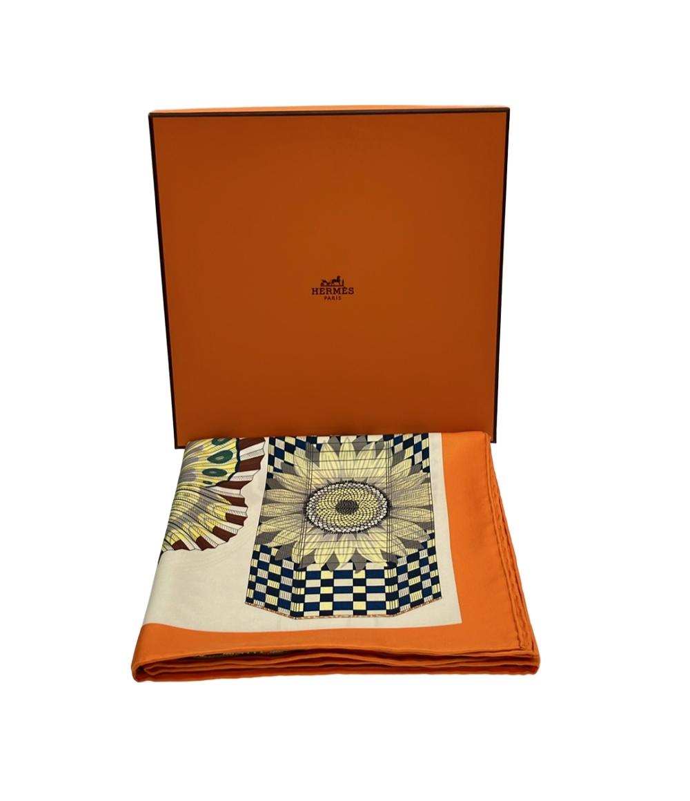 美品 HERMES スカーフ カレ90 シルク100% LANTERNS BALLONS COCARDES レディース エルメス