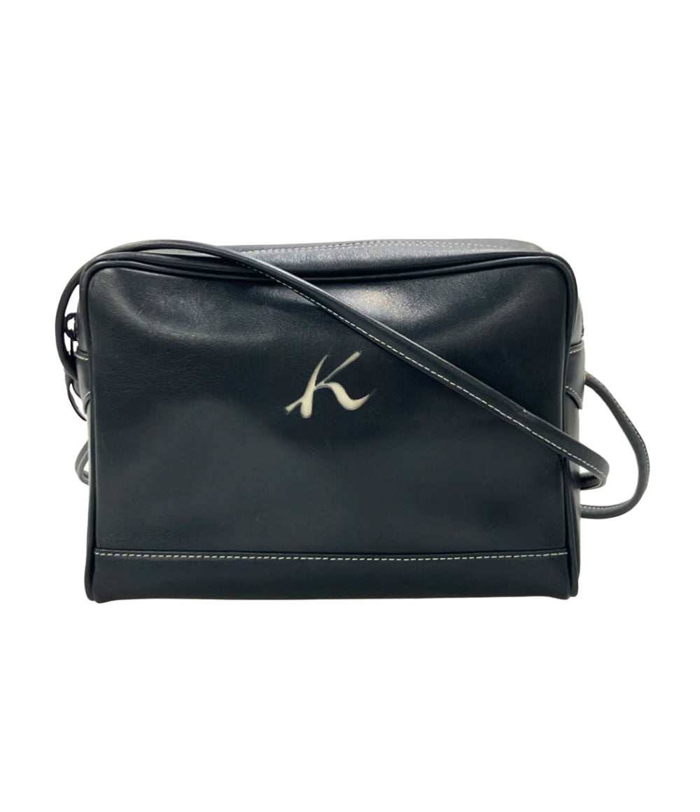 Kitamura キタムラ 黒レザー 2way 斜めがけショルダーバッグ デカポーチ付 Kitamura（キタムラ） 2way レザー ショルダー バッグ ハンドバッグ