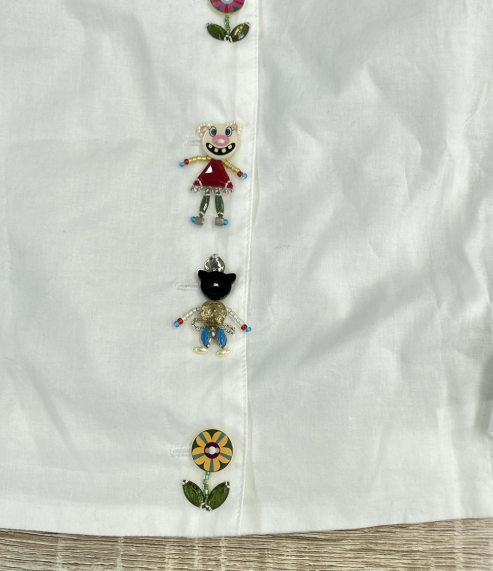 OLLEBOREBLA 半袖ブラウス ビーズ クリスタル ボタンブローチ 216327 レディース オレボレブラ