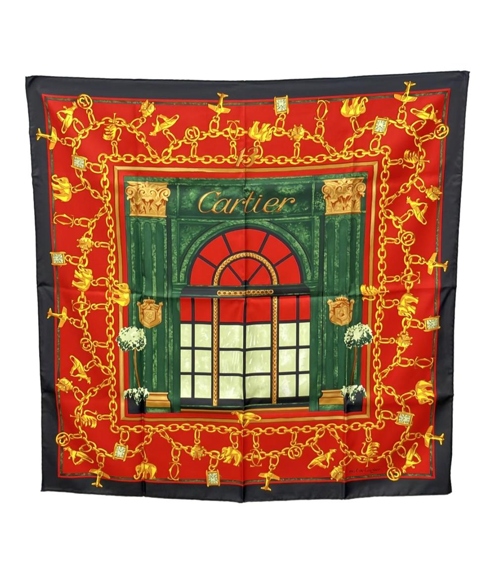 Cartier 大判シルクスカーフ マストライン ロゴ柄 ボルドー カルティエ Cartier 大判シルクスカーフ マストライン ロゴ柄 ボルドー カルティエ
