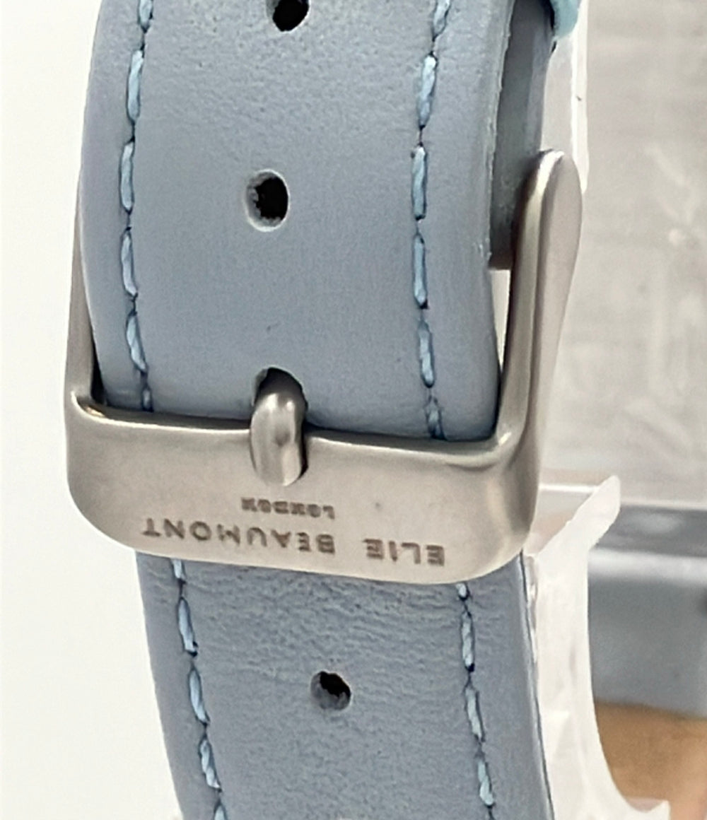 美品 ELIE BEAUMONT 腕時計 クオーツ ホワイト EB815 レディース エリービューモント