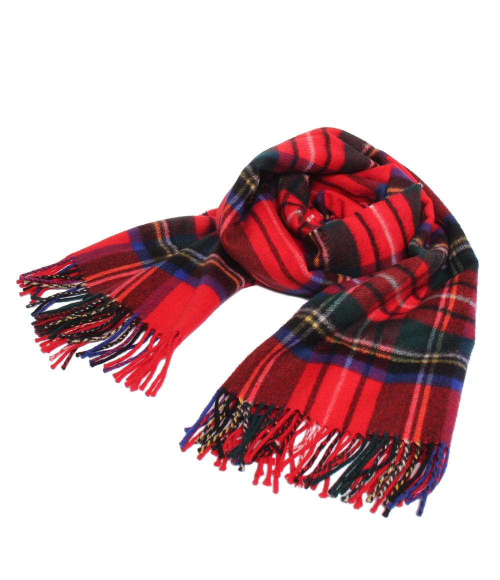 Johnstons of Elgin カシミヤ100%マフラー レッド 英国製 中古・古着