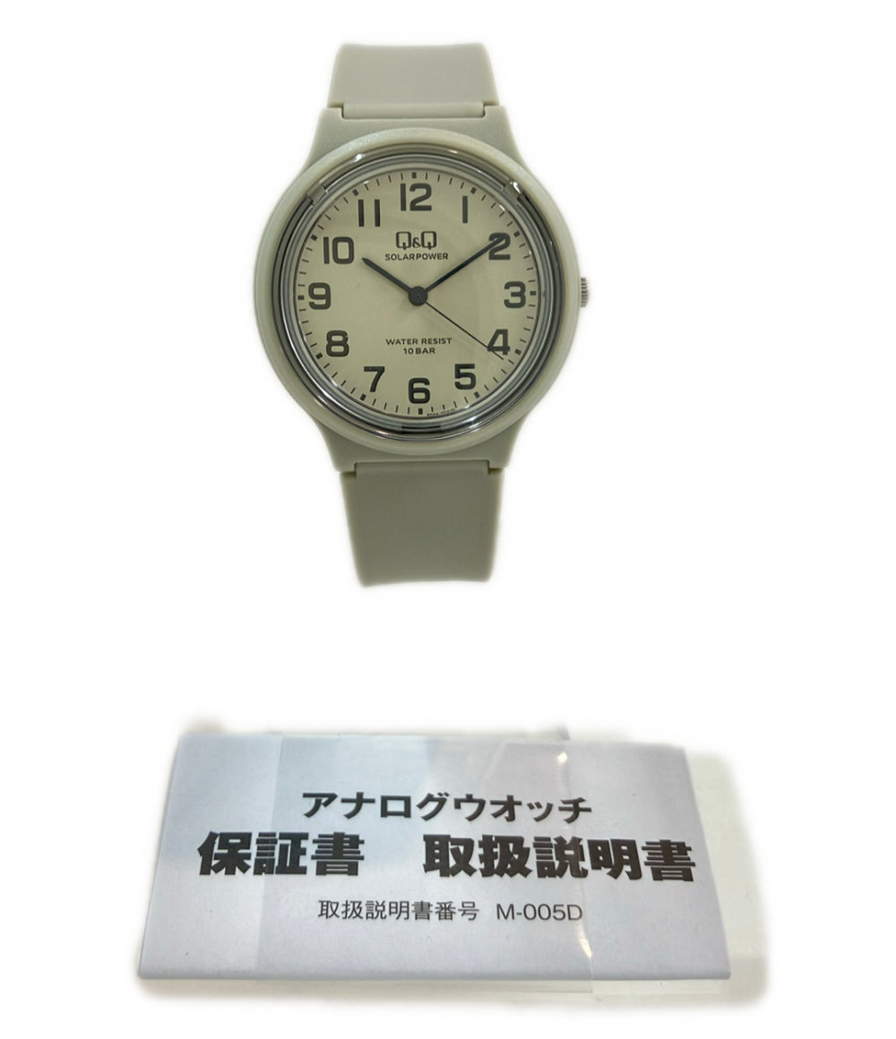 美品 Q&Q 腕時計 ソーラー アイボリー メンズ キューアンドキュー
