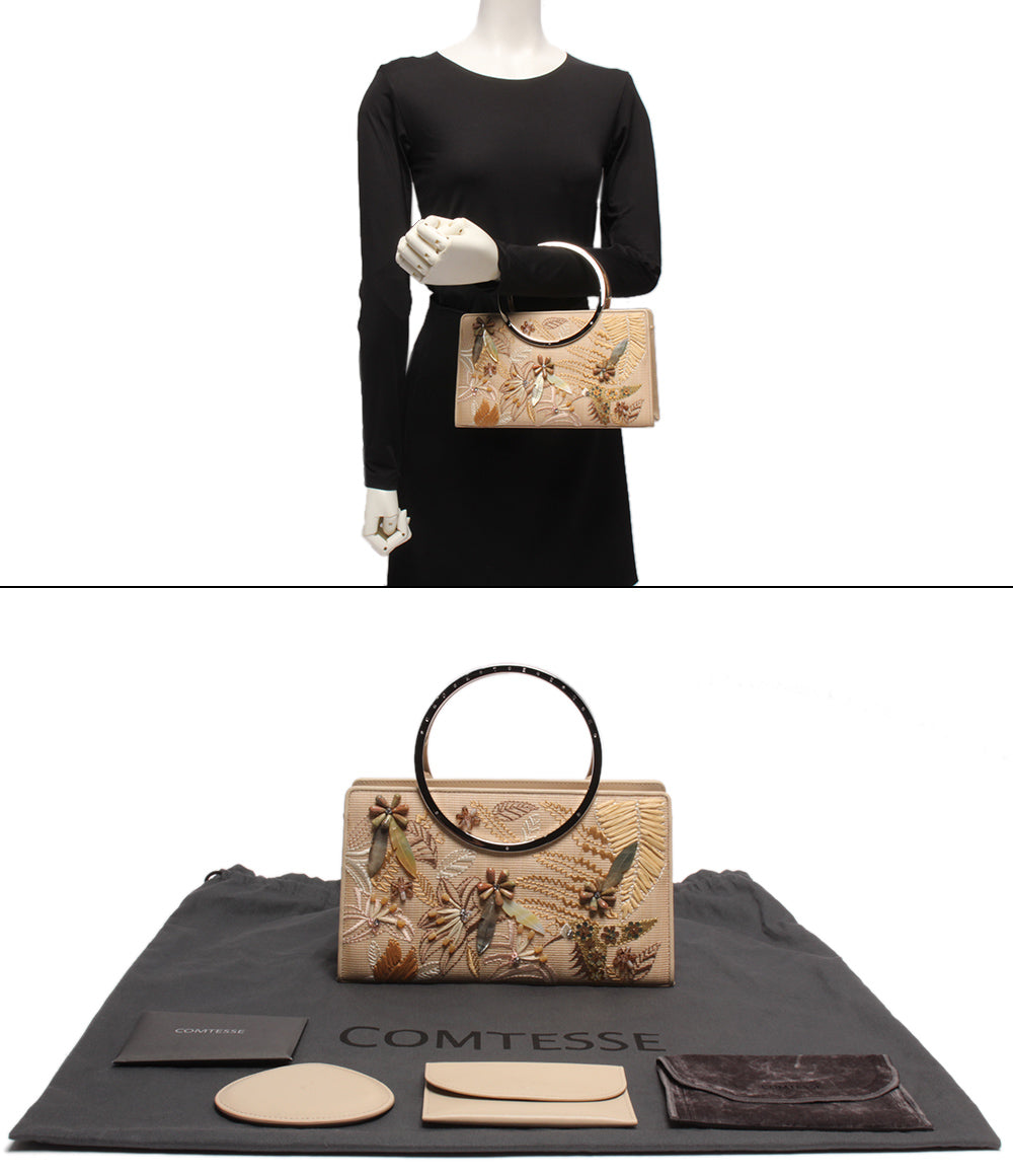 コンテス 美品 ハンドバッグ 着物バッグ ビーズ 刺繍 ホースヘア レディース COMTESSE