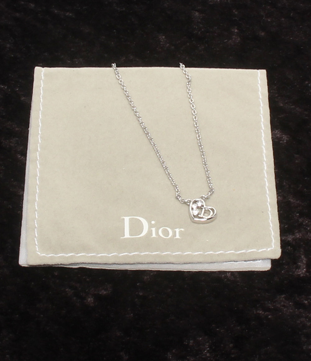 美品 Dior ネックレス ハートモチーフ Dロゴ レディース ディオール