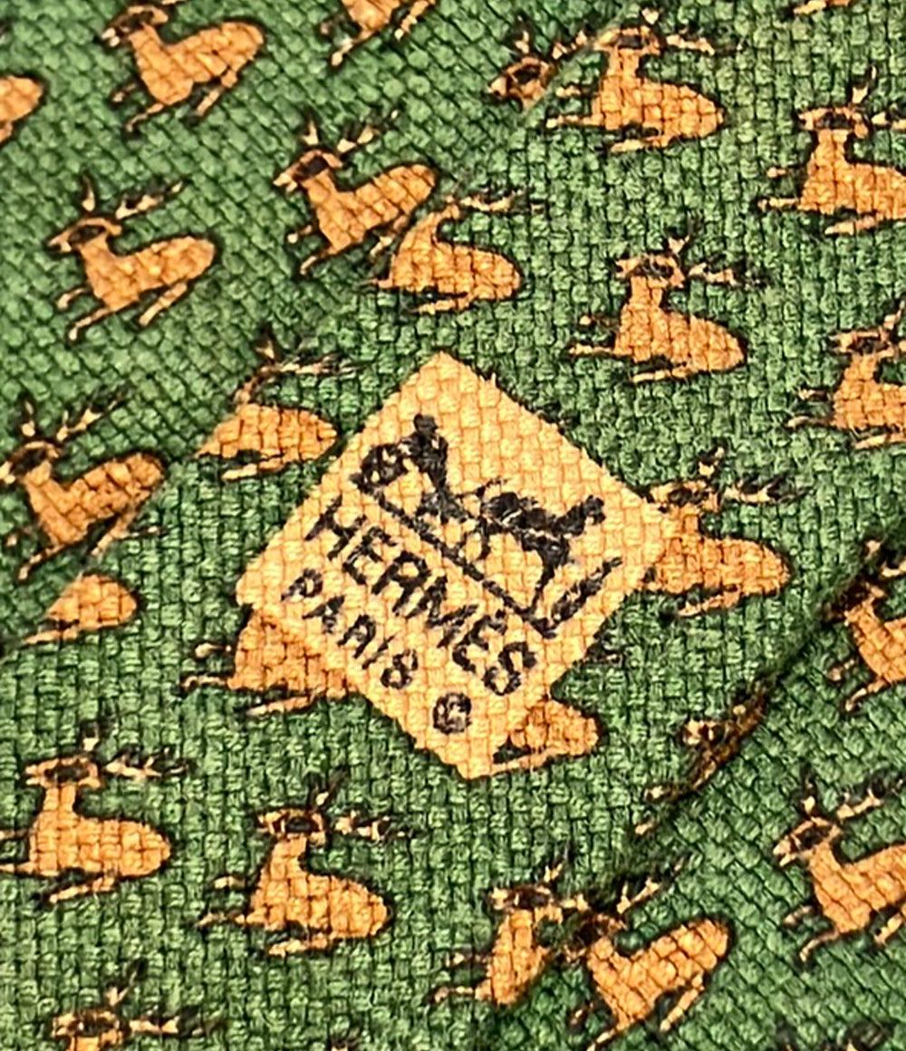 HERMES ネクタイ トナカイ シルク100% メンズ エルメス