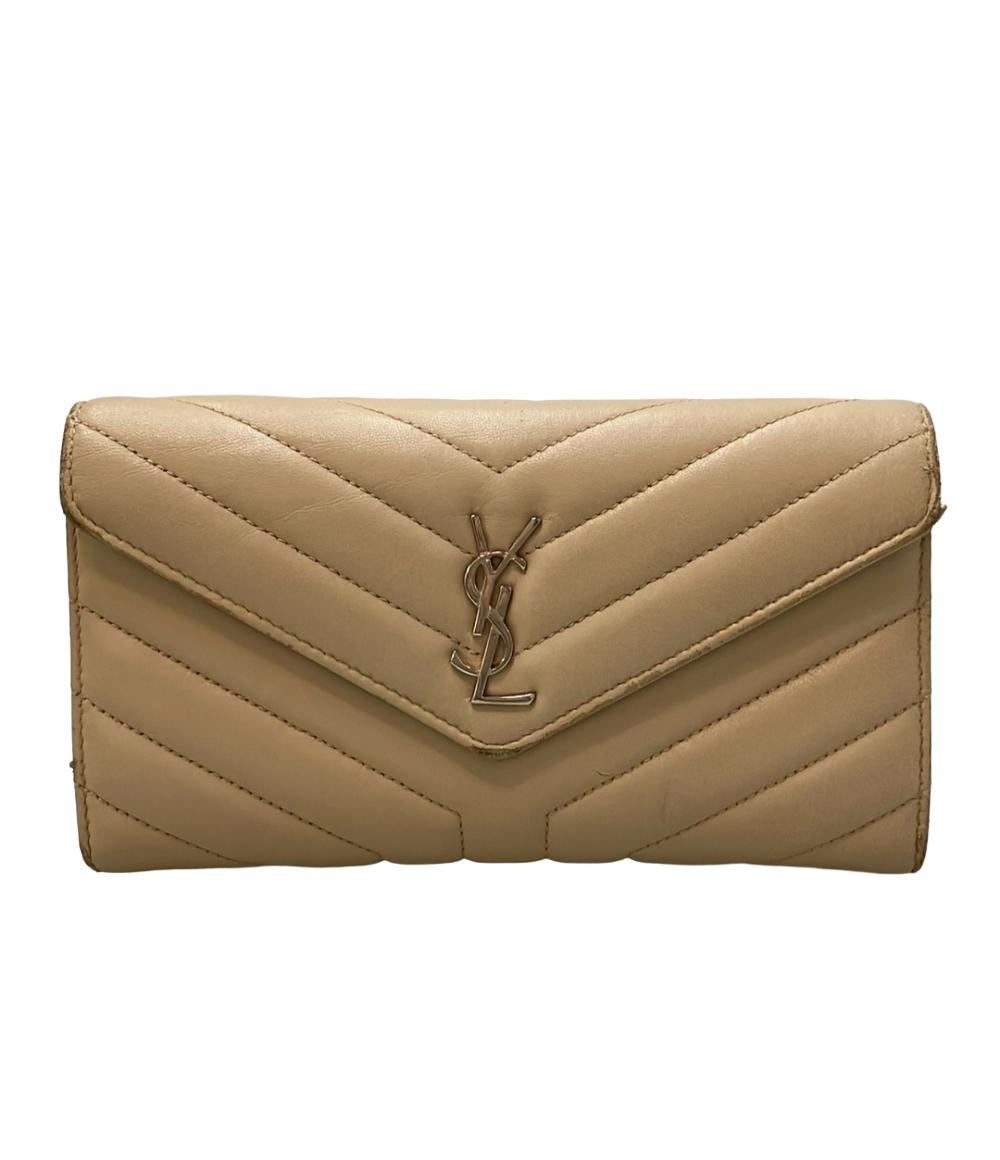 YSL ベージュ レザー 長財布 SAINT LAURENT PARIS 長財布 レディース サンローランパリ – Rehello
