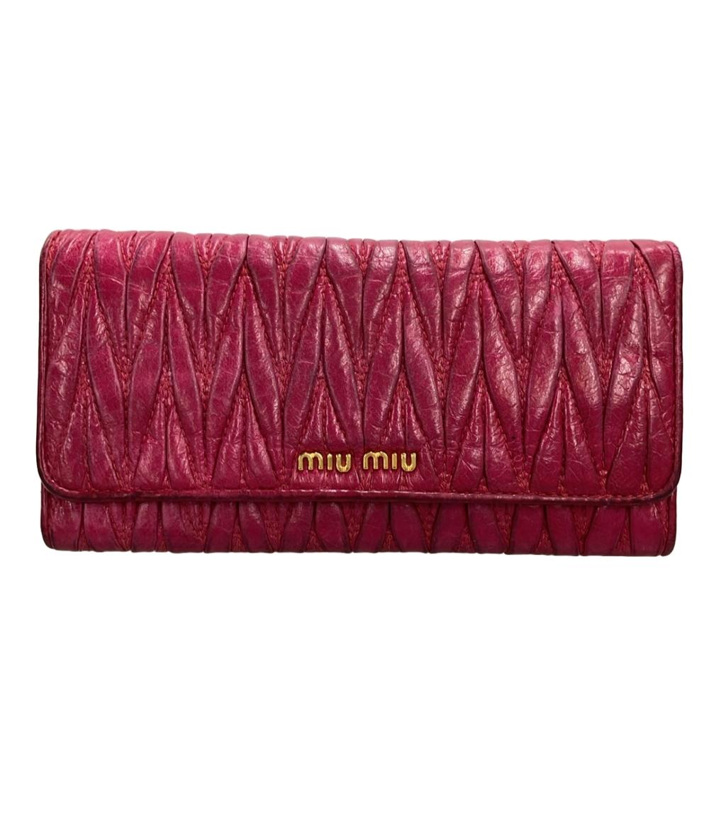 MIUMIU 長財布 マテラッセ ラウンドジップ ゴールドロゴ ブラック