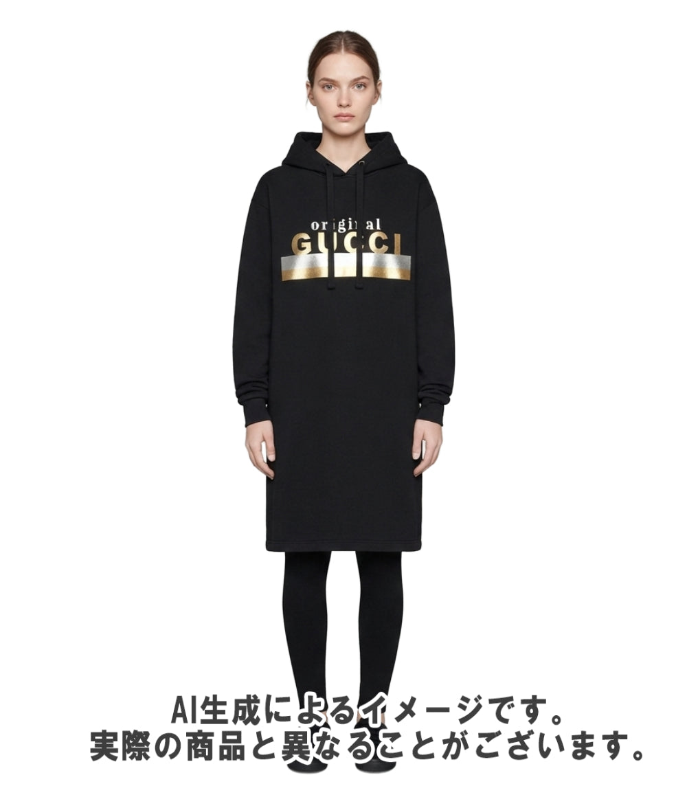 GUCCI 長袖 ロゴフーデッドスウェット ワンピース 610127-XJCR1 レディース SIZE S グッチ