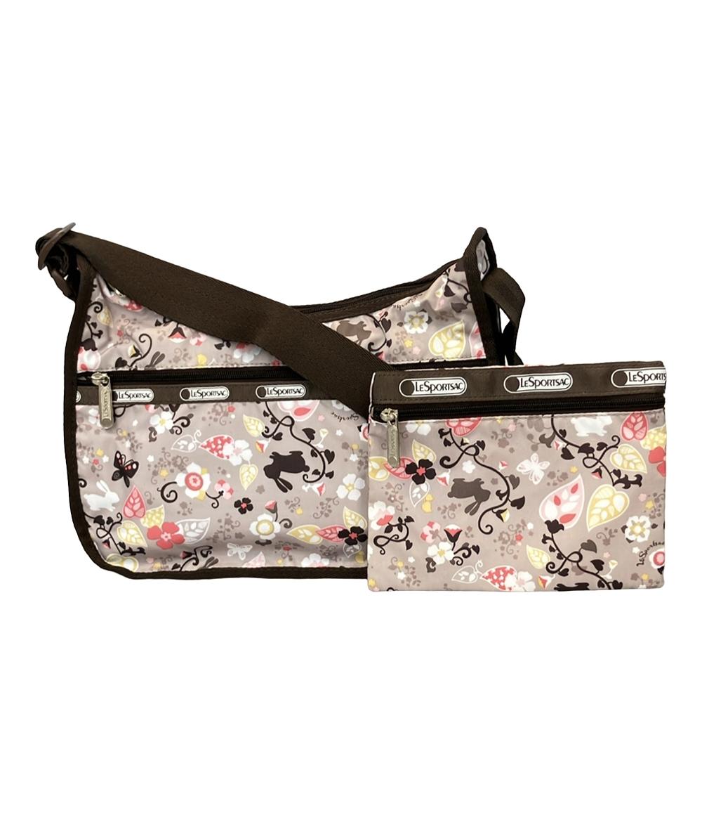 美品 LeSportsac ショルダーバッグ 斜め掛け うさぎ柄 花柄 レディース レスポートサック