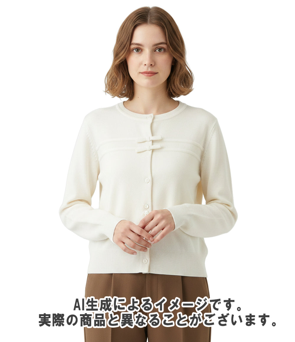 FOXEY NEW YORK 長袖カーディガン フロントスナップボタン リボン 44264 NSKOE600VT レディース SIZE 38 (M) フォクシー ニューヨーク
