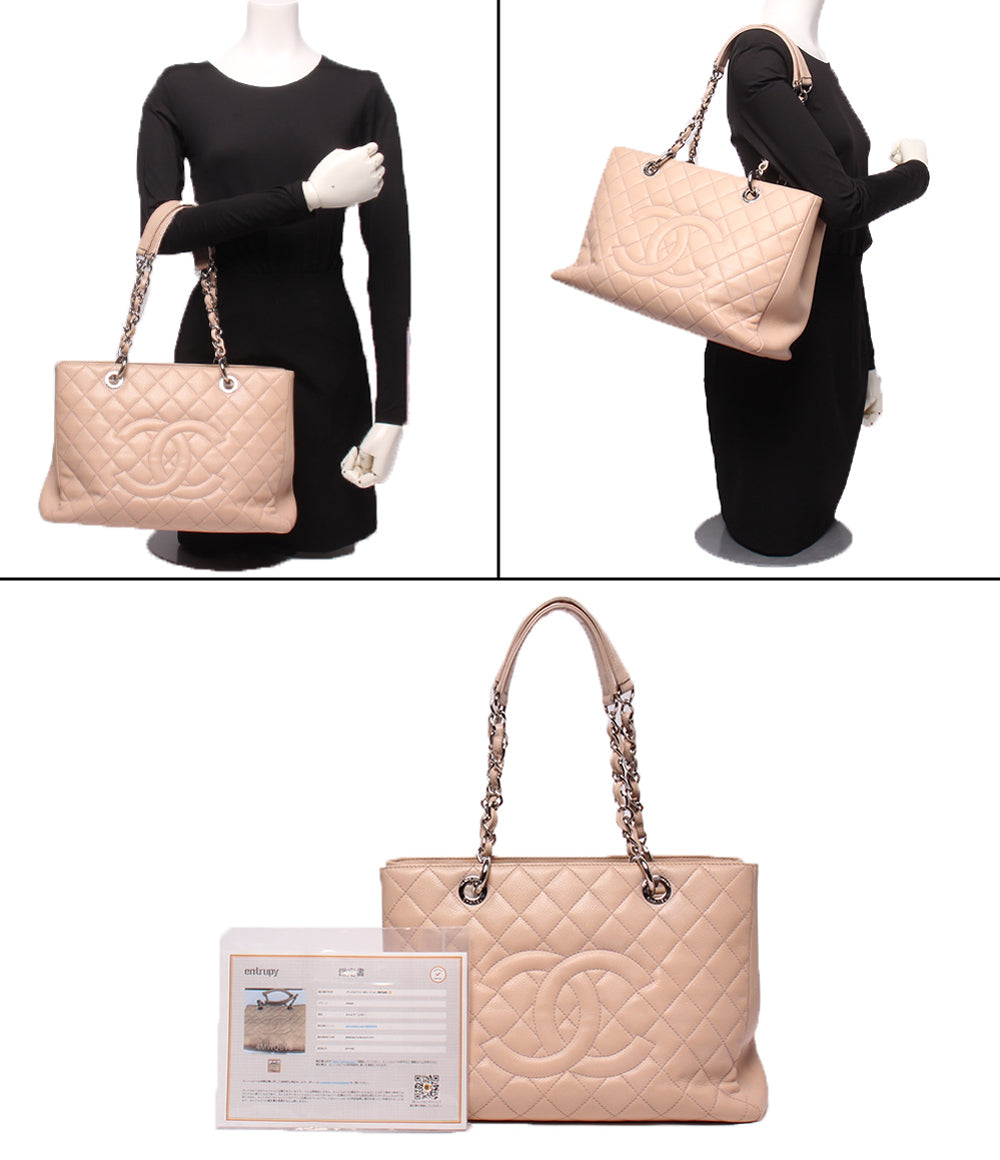 CHANEL チェーントートバッグ シルバー金具 8番台 キャビアスキン グランドショッピング GST レディース シャネル