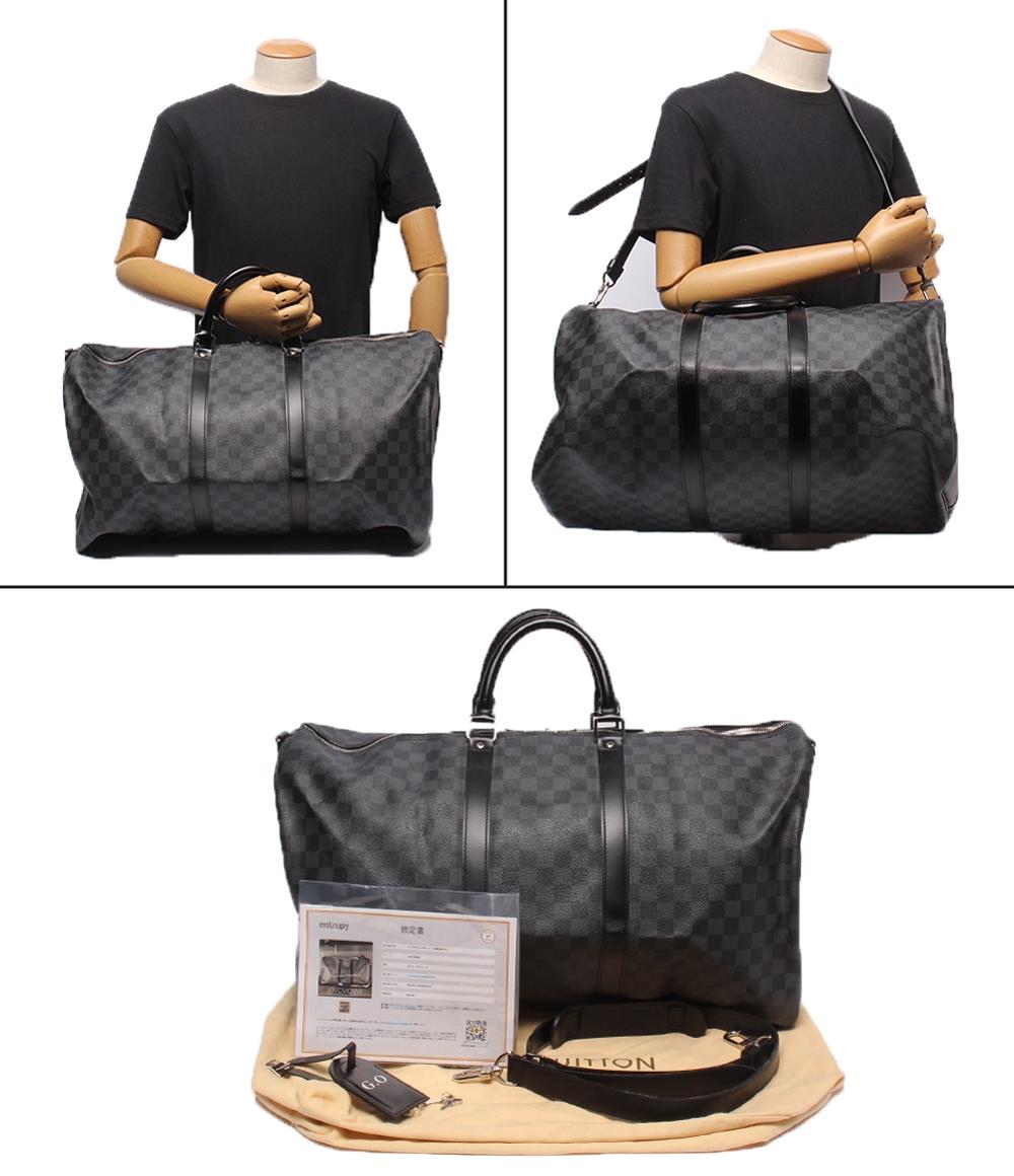 LOUIS VUITTON 2wayボストンバッグ ショルダーバッグ 斜め掛け キーポル バンドリエール55 ダミエ グラフィット N41413 メンズ レディース