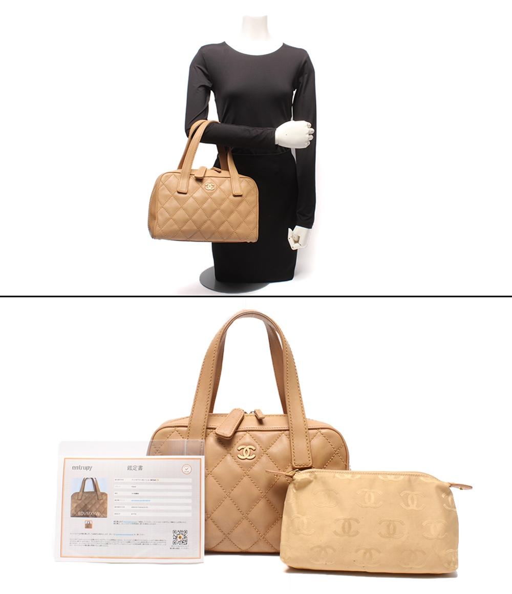CHANEL ハンドバッグ ゴールド金具 8番台 ラムスキン ワイルドステッチ レディース シャネル