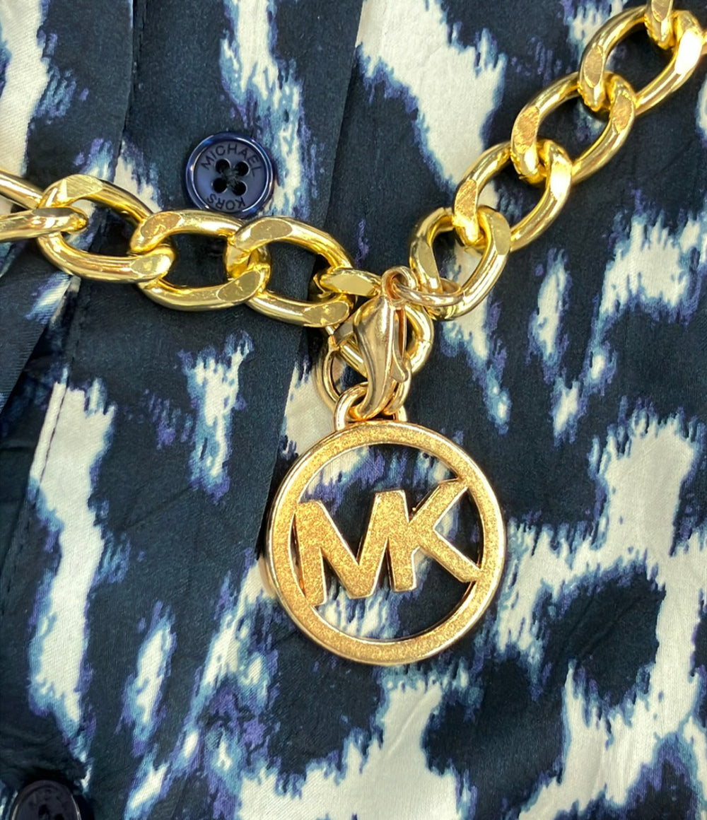 美品 MICHAEL KORS 長袖ワンピース レオパード柄 レディース SIZE XS マイケルコース
