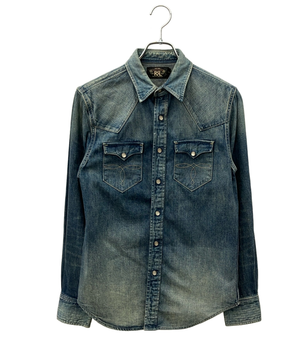 RRL 長袖シャツ スリムフィット デニム ウエスタン インディゴ RRL 長袖シャツ スリムフィット デニム ウエスタン インディゴ