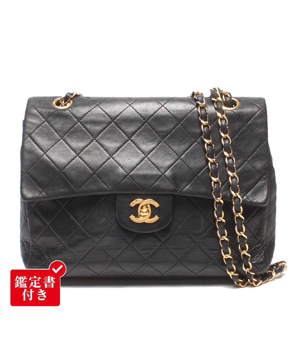 キルティング フラップ チェーンバッグ 23cm ブラック ゴールド金具 CHANEL チェーンショルダーバッグ 肩掛け ゴールド金具 マトラッセ25