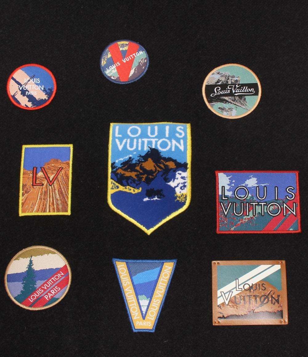 美品 LOUIS VUITTON マフラー エシャルプ シティアルプス ロゴワッペン M71096 メンズ レディース ルイ・ヴィトン