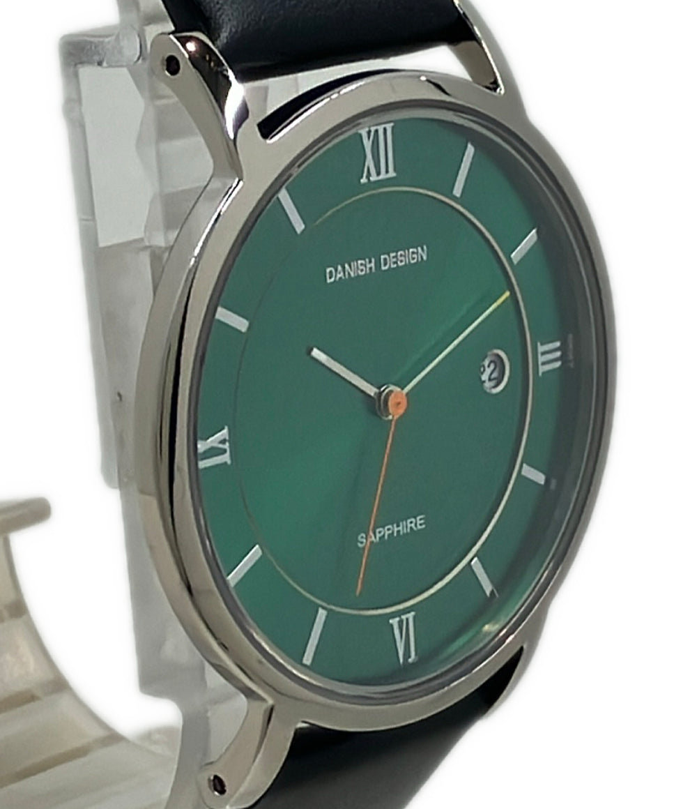 美品 DANISH DESIGN 腕時計 クオーツ グリーン IQ45Q858 メンズ ダニッシュデザイン