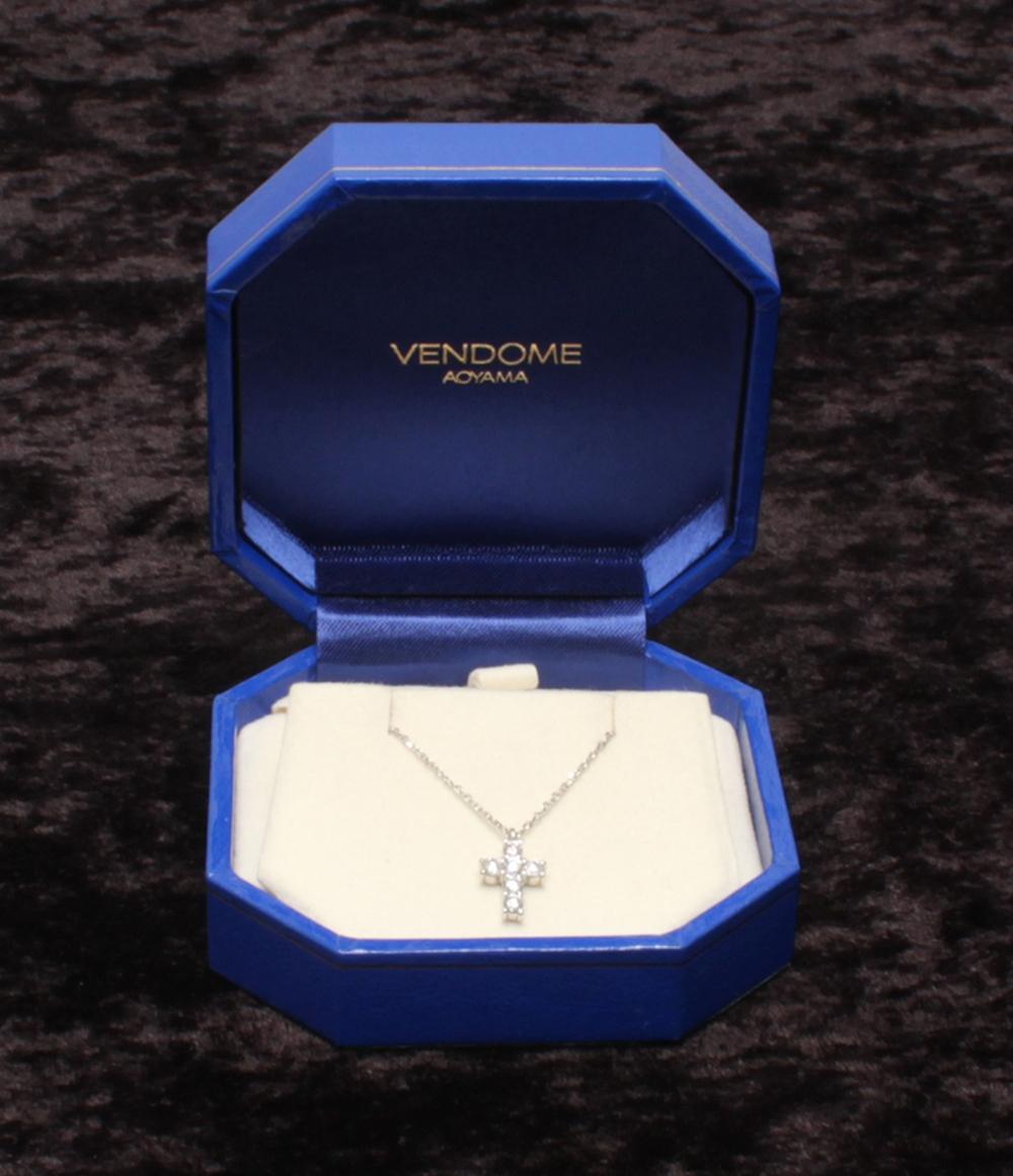 美品 VENDOME ネックレス Pt900 Pt850 ダイヤ0.30ct クロスモチーフ レディース ヴァンドーム
