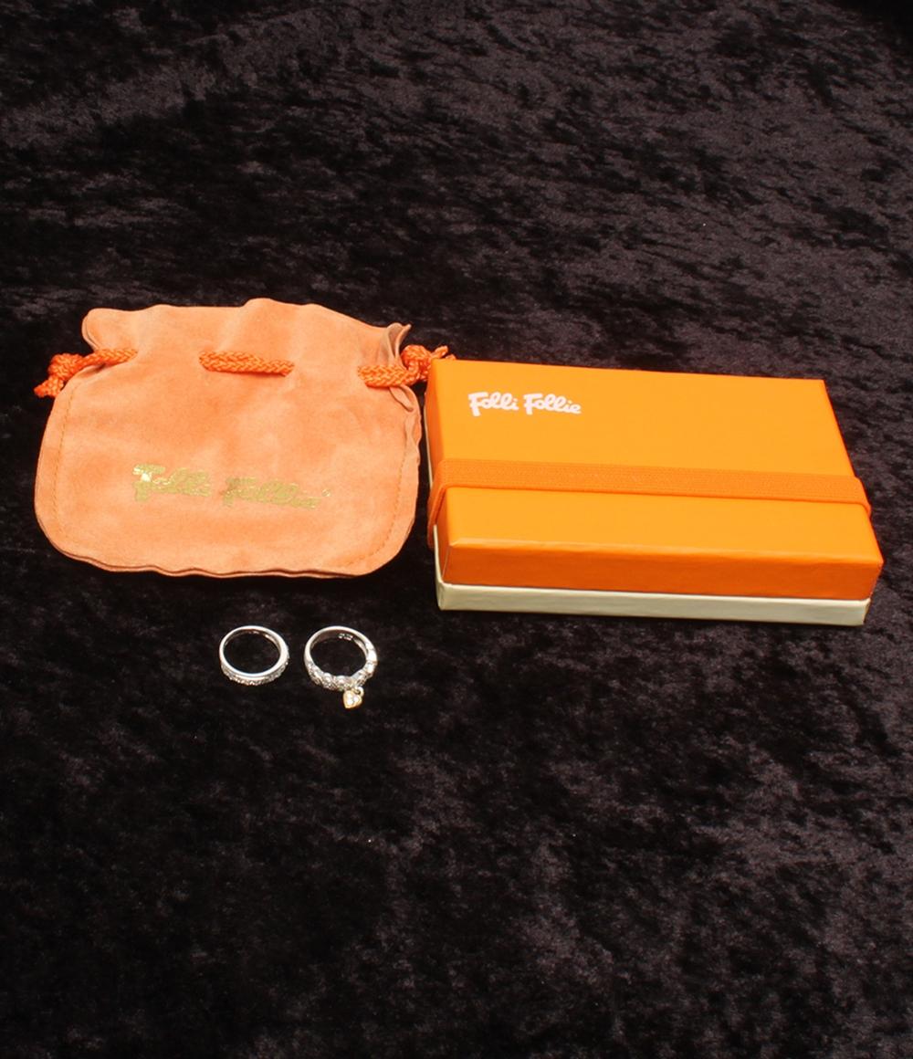 Folli Follie ピンキーリング 指輪 SV925 K18 ハートモチーフ 2点セット レディース SIZE 4号 フォリフォリ