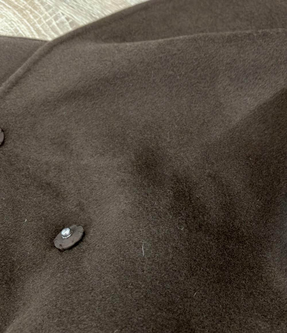 u-Big ノーカラーミドル丈コート 石井毛皮 ウールダブルフェイスショールカラーFOXポケットコート レディース SIZE F (M) ユービック