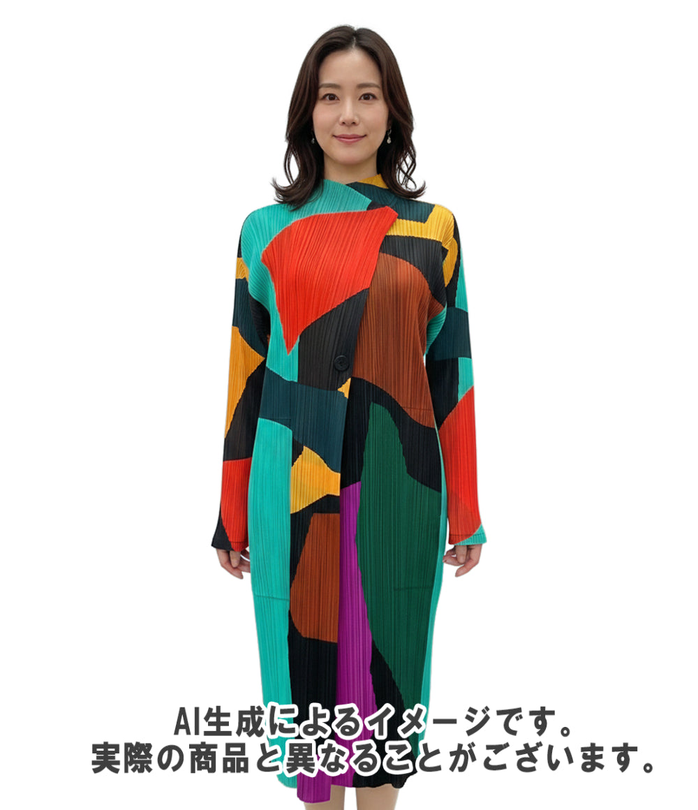 美品 PLEATS PLEASE 長袖カーディガン マルチカラー PP83-JA703 レディース SIZE 3 (L) プリーツプリーズ