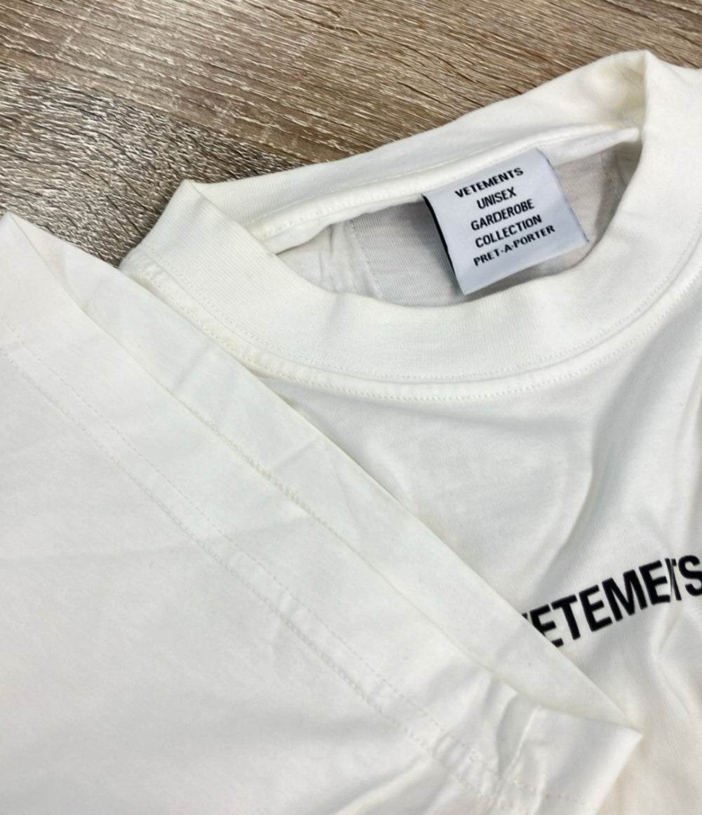 VETEMENTS 半袖Tシャツ ホワイト ロゴ ストリート CWCO221058 メンズ SIZE S ヴェトモン