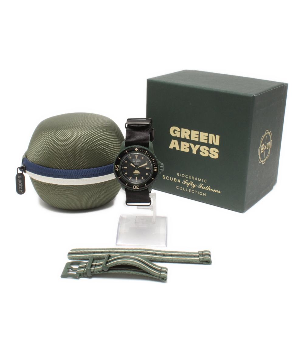 ブランパン スウォッチ 腕時計 GREEN ABYSS BIOCERAMIC SCUBA FIFTY FATHOMS 自動巻き ブラック SO35G100 レディース Blancpain Swatch