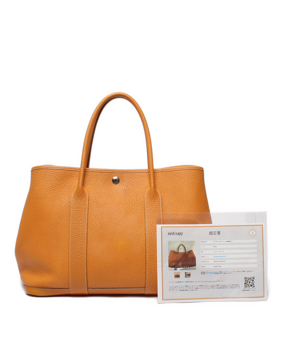 HERMES トートバッグ ハンドバッグ □P刻印 シルバー金具 ガーデンパーティPM 36 トリヨンクレマンス レディース エルメス