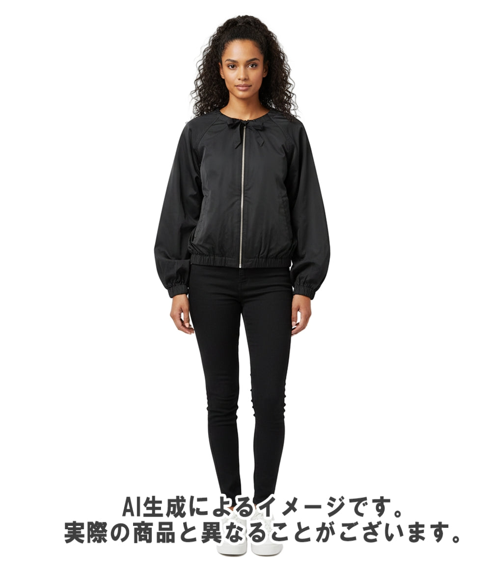 美品 DRIES VAN NOTEN ノーカラーリボンバルーンジャケット レディース ドリスヴァンノッテン