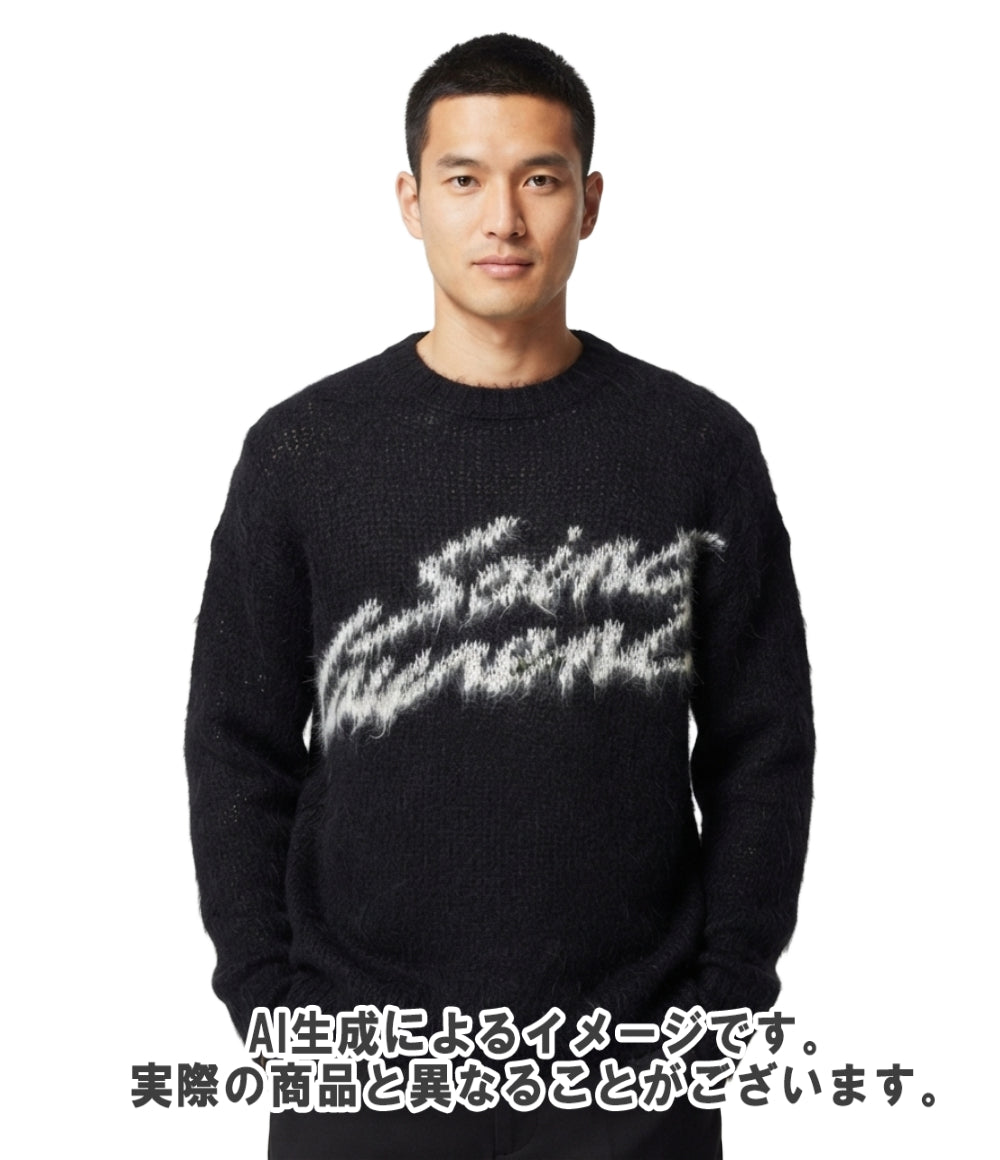 SAINT LAURENT フロントロゴ モヘヤニットセーター 712176 メンズ SIZE M サンローラン