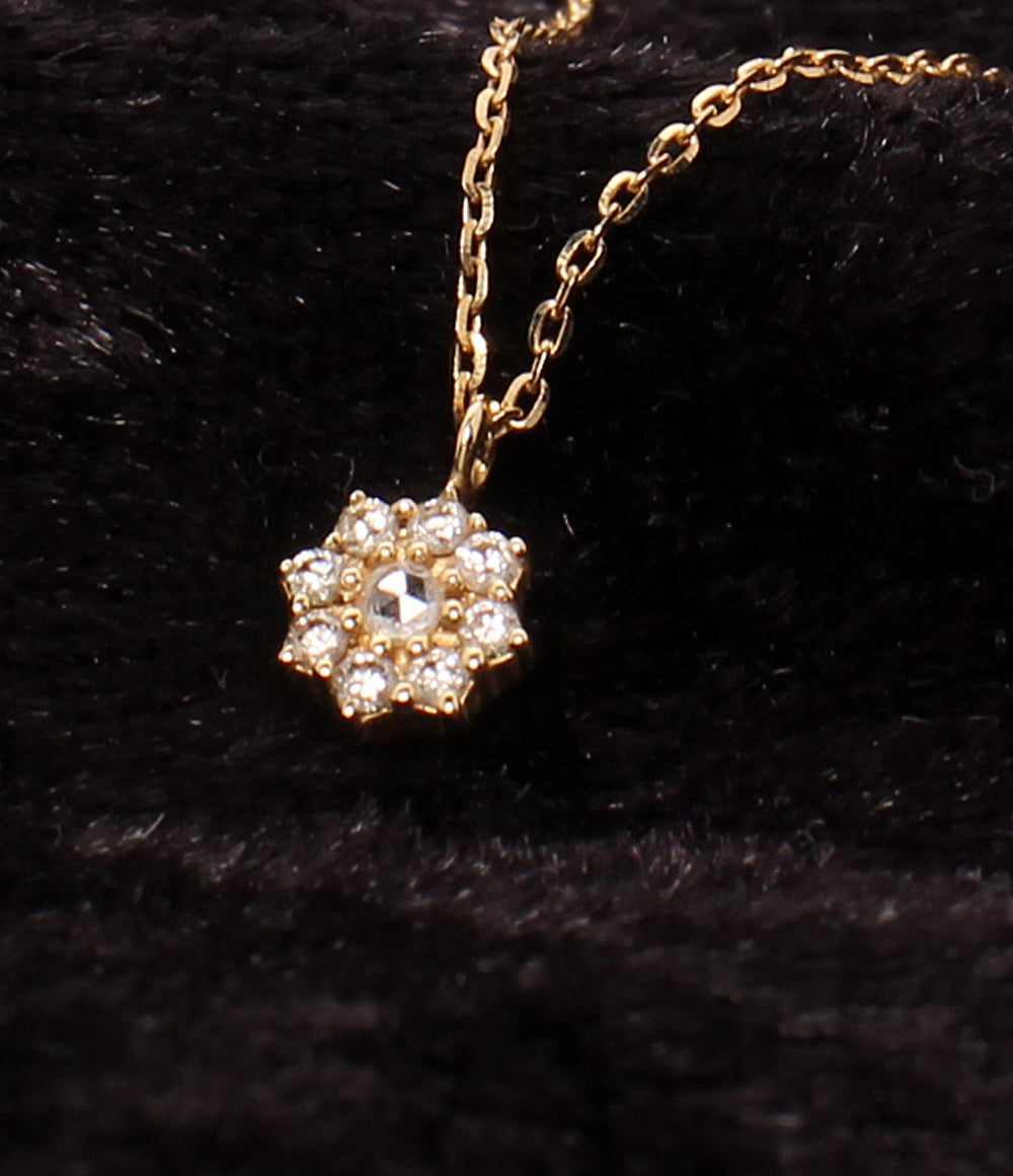 美品 agete ネックレス K18 ダイヤ 0.06ct レディース アガット