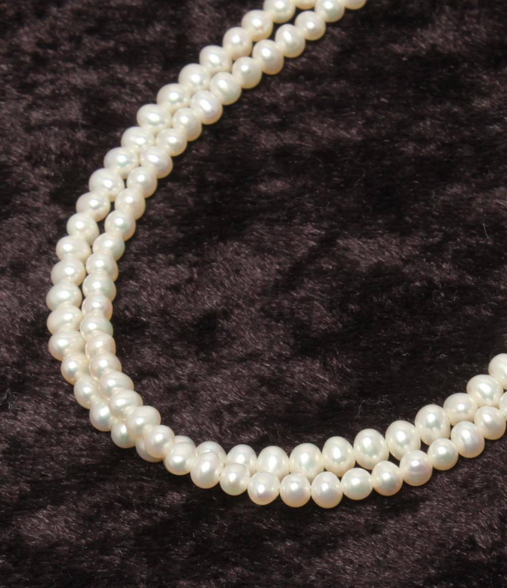 美品 misty ロングネックレス SV925 淡水パール 3.5-5.0mm 