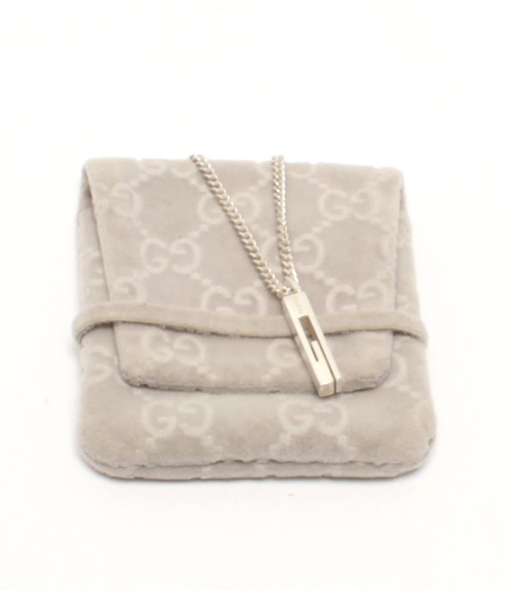 美品 GUCCI ネックレス SV925 カットアウトG バー ユニセックス グッチ