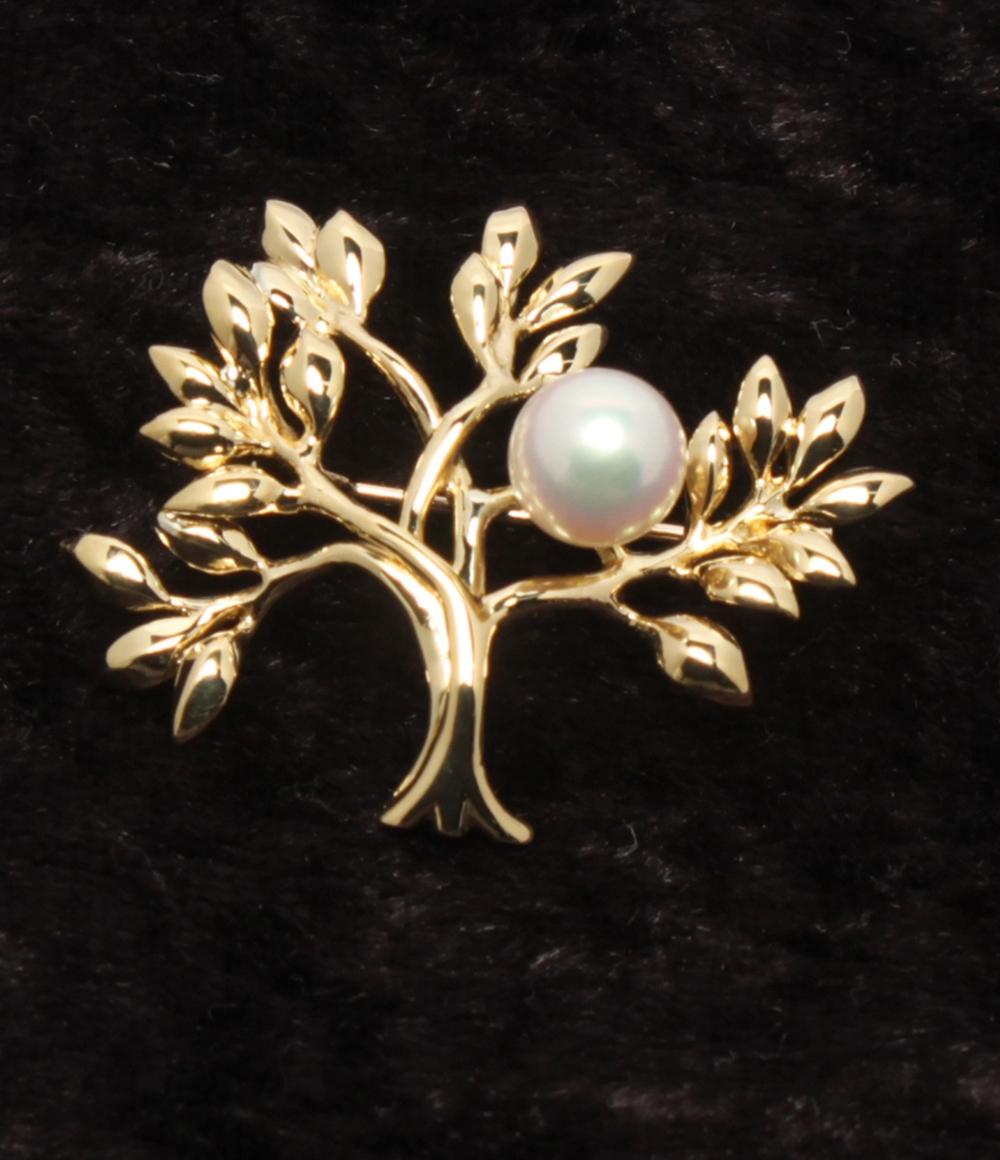 ブローチ ペンダントトップ K18 パール 6.9mm フラワーモチーフ