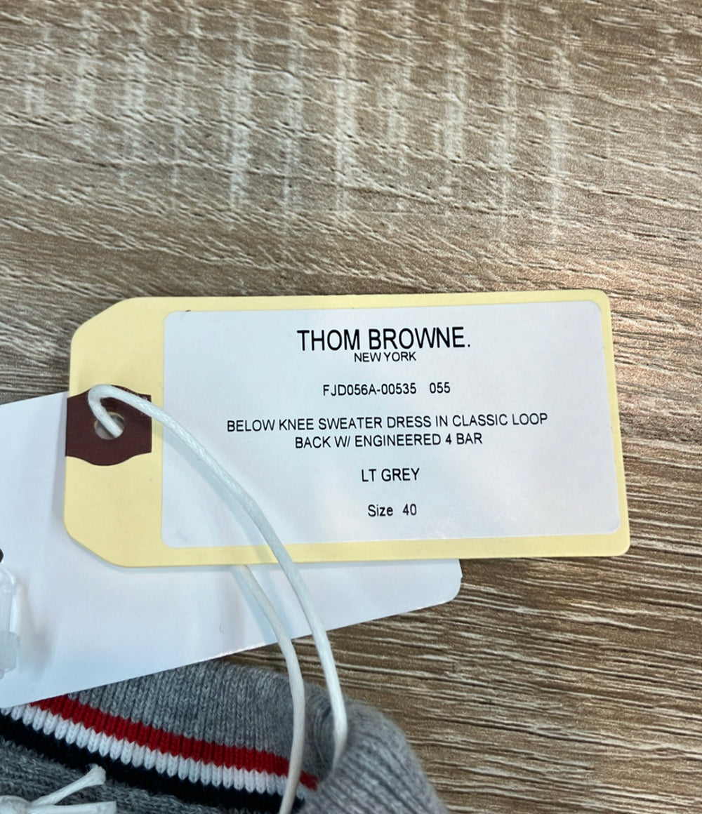 美品 THOM BROWNE 長袖ワンピース スウェット クールネック タグ付き レディース SIZE 40 (M) トムブラウン