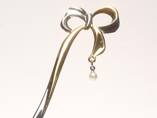 美品 ミキモトインターナショナル フォーク 5点セット パール付 リボン MIKIMOTO InternationalxANA HOTEL TOKYO