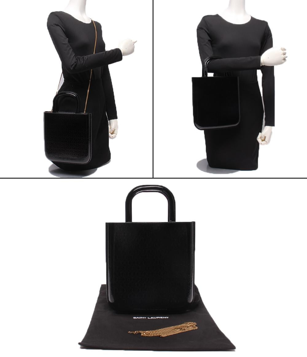 美品 SAINT LAURENT 2wayハンドバッグ チェーンショルダーバッグ ロゴエンボス 斜め掛け レディース サンローラン
