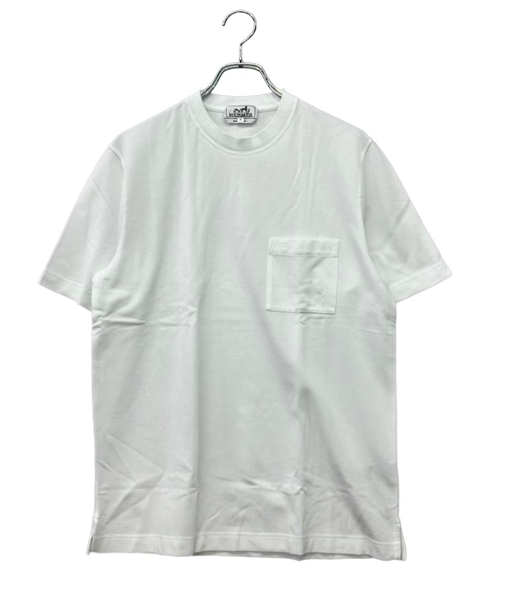 美品 HERMES 半袖Tシャツ クルーネック 左胸パッチポケット コットン 