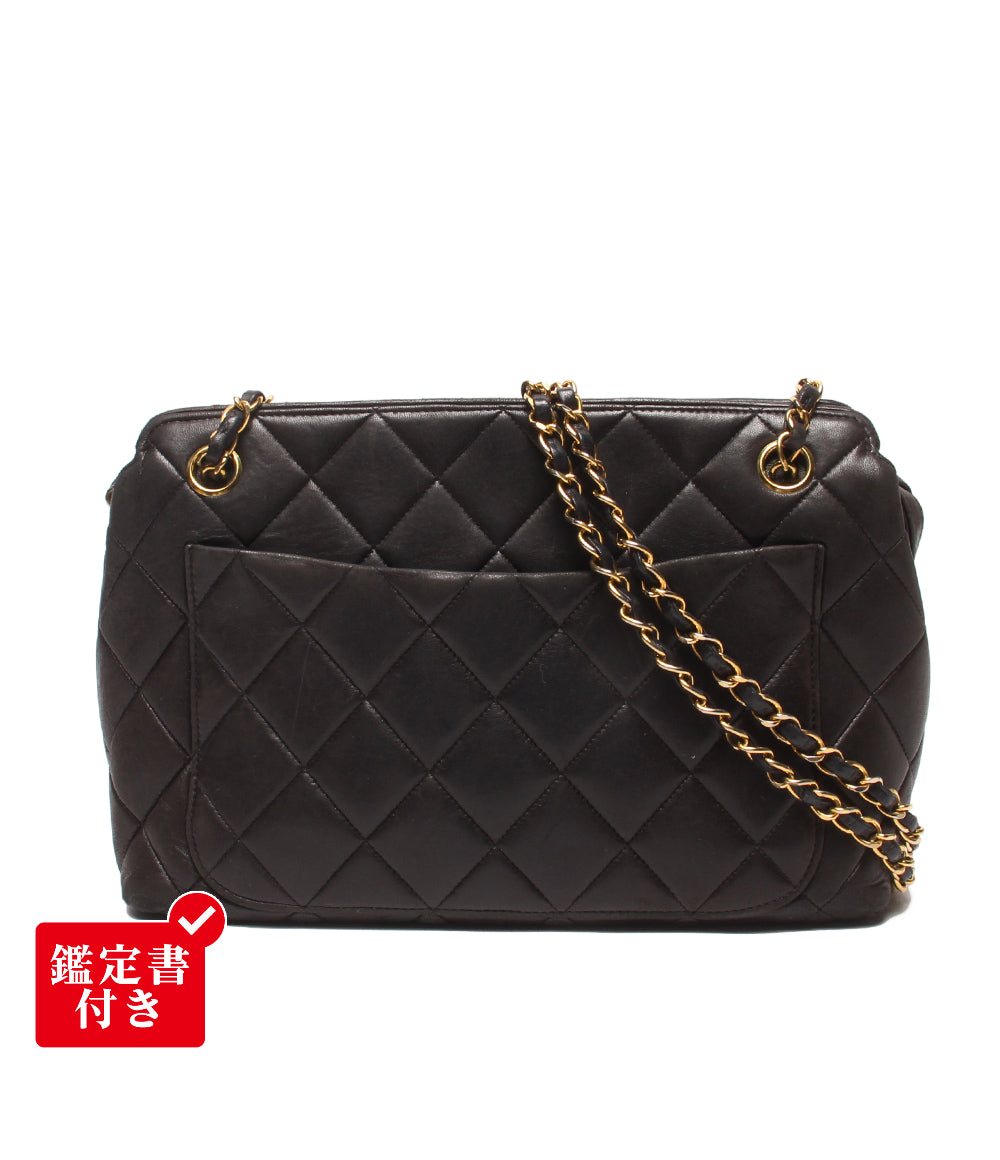 CHANEL チェーンショルダーバッグ 肩掛け ラムスキン ゴールド金具