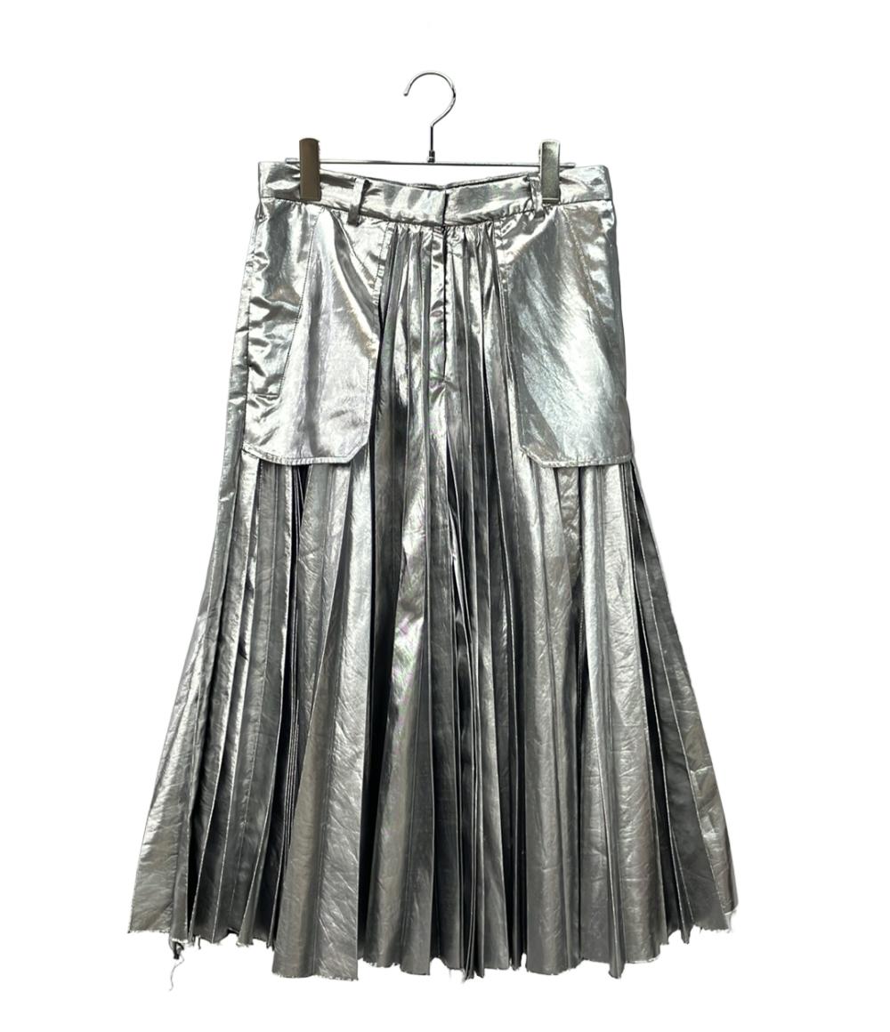 Sacai メタリックシルバー プリーツスカート 21-05563 レディース SIZE
