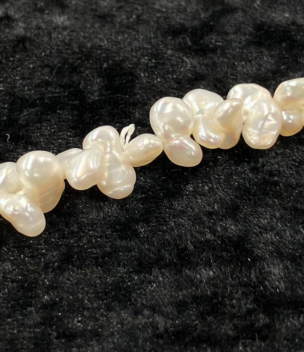 美品 ロングネックレス 淡水パール シェル レディース