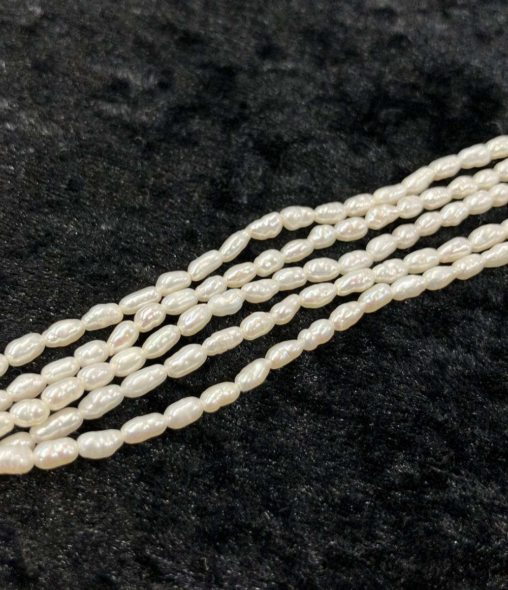 美品 7連ネックレス 5連ブレスレット 淡水パール 2点セット レディース