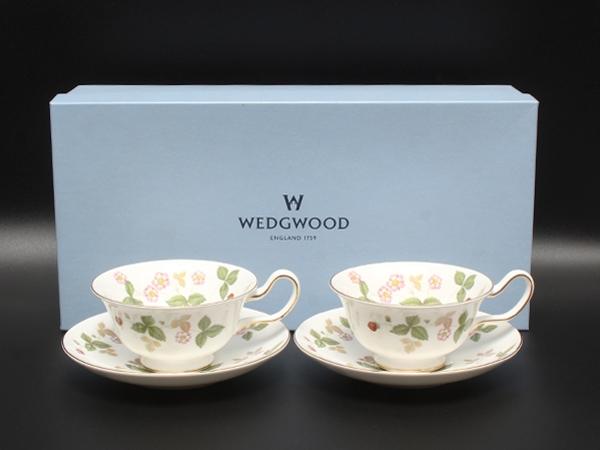 ウェッジウッド　ワイルドストロベリー　カップ&ソーサー2客セット 美品 WEDGWOOD カップ＆ソーサー 2客セット ペア ワイルドストロベリー