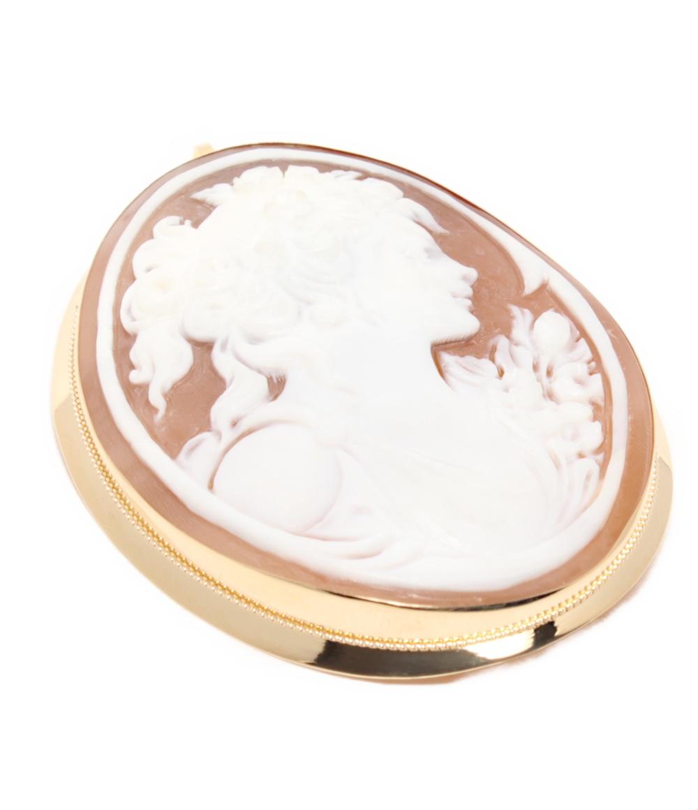 美品 ブローチ ペンダントトップ K18 シェルカメオ レディース GENNARO BORRIELLO